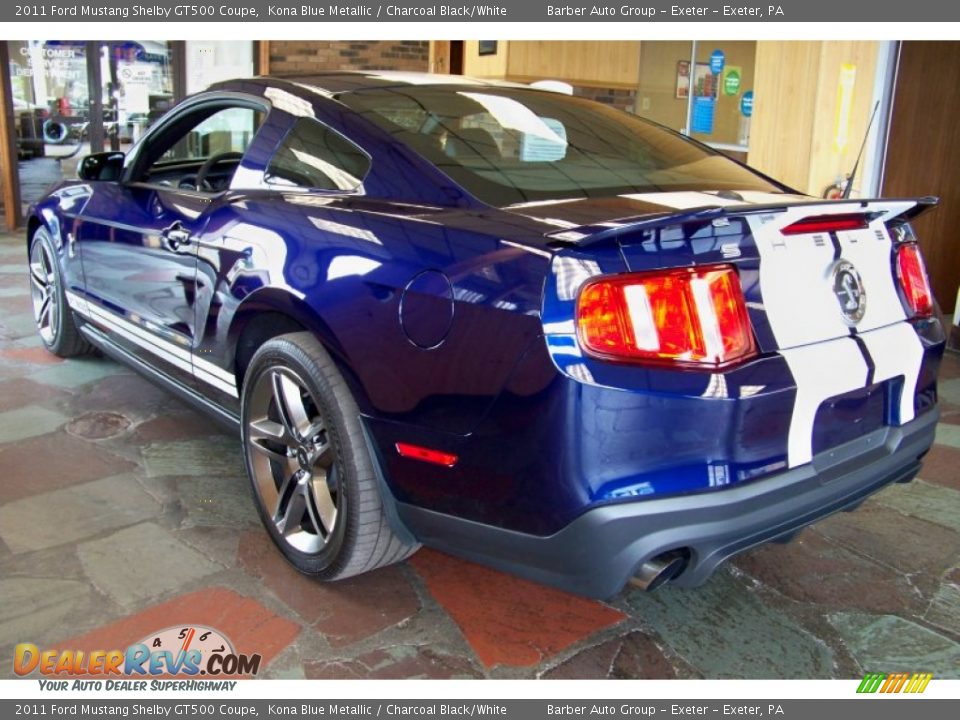 2011 Ford Mustang Shelby GT500 Coupe Kona Blue Metallic / Charcoal Black/White Photo #8