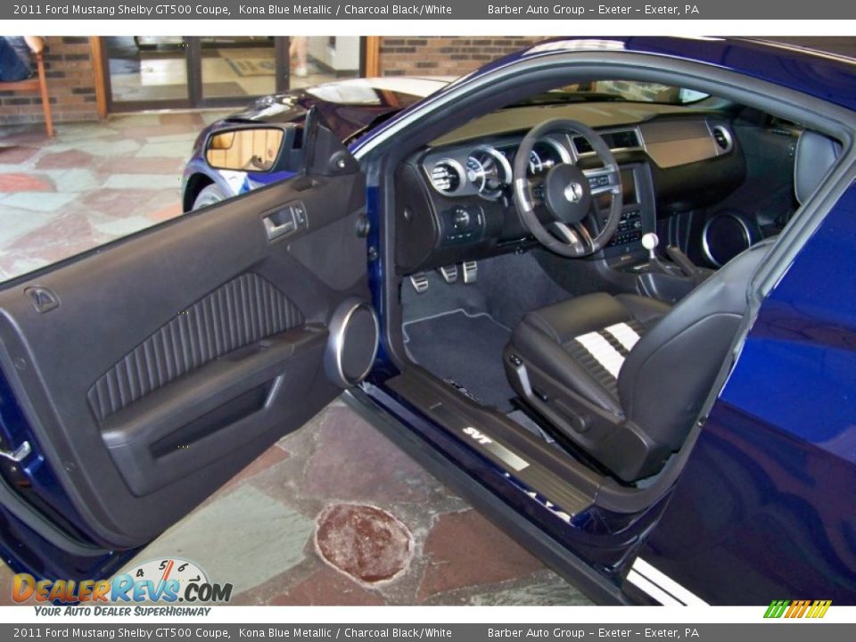 2011 Ford Mustang Shelby GT500 Coupe Kona Blue Metallic / Charcoal Black/White Photo #13