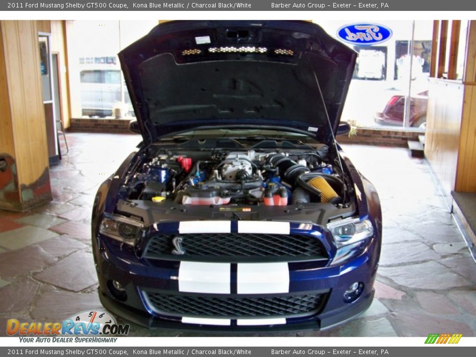 2011 Ford Mustang Shelby GT500 Coupe Kona Blue Metallic / Charcoal Black/White Photo #27