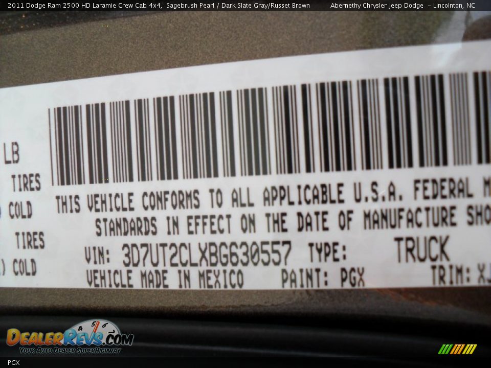 Dodge Color Code PGX Sagebrush Pearl