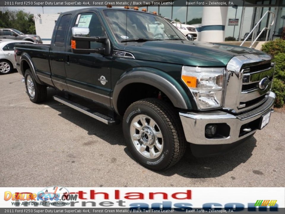 2011 Ford F250 Super Duty Lariat SuperCab 4x4 Forest Green Metallic / Black Two Tone Leather Photo #2