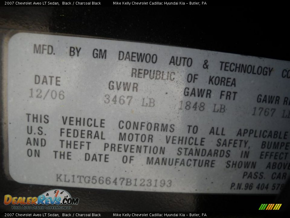 2007 Chevrolet Aveo LT Sedan Black / Charcoal Black Photo #11