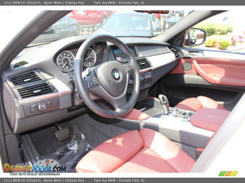 2011 BMW X6 xDrive50i Alpine White / Chateau Red Photo #10