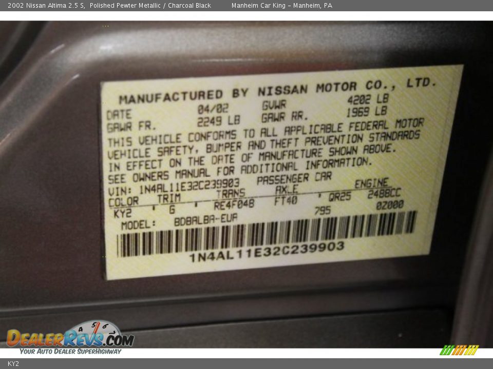 Nissan paint code ky2 #8