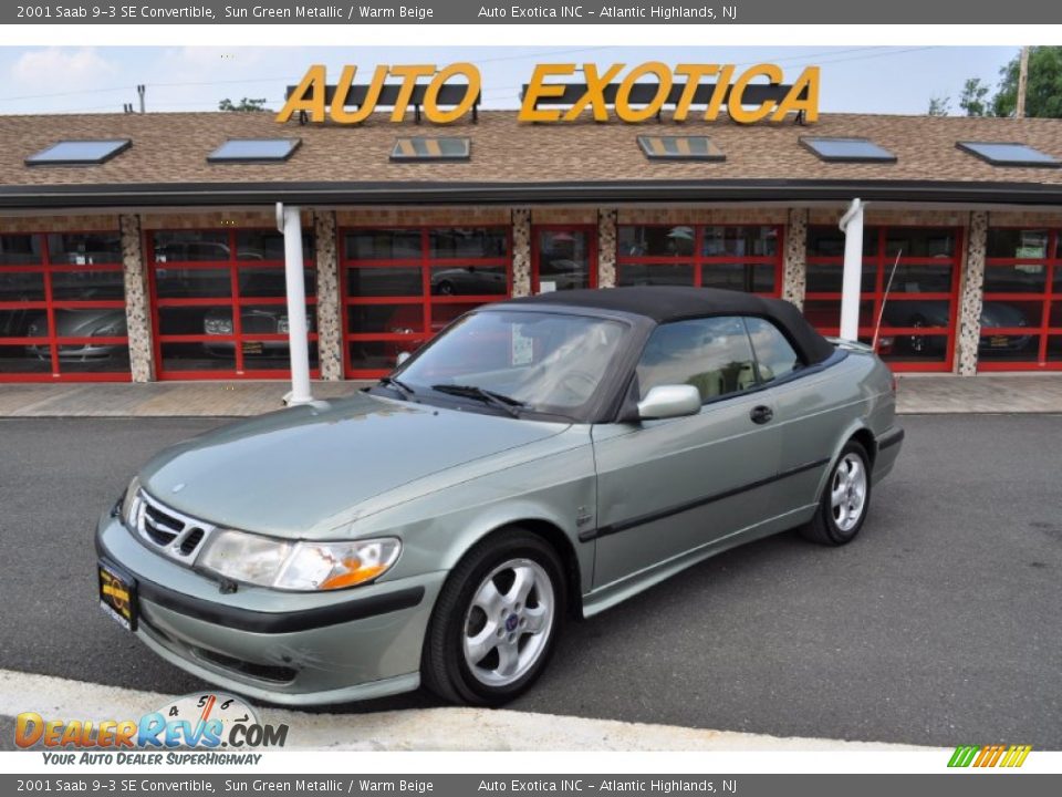 2001 Saab 9-3 SE Convertible Sun Green Metallic / Warm Beige Photo #1