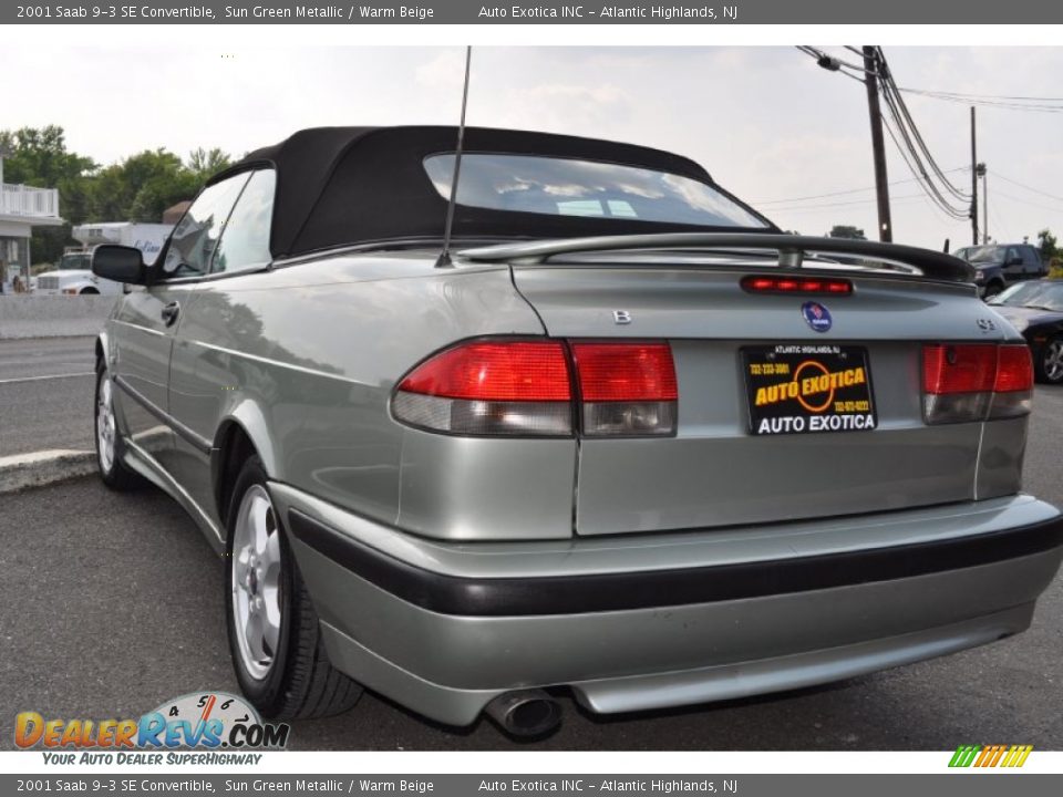 2001 Saab 9-3 SE Convertible Sun Green Metallic / Warm Beige Photo #2