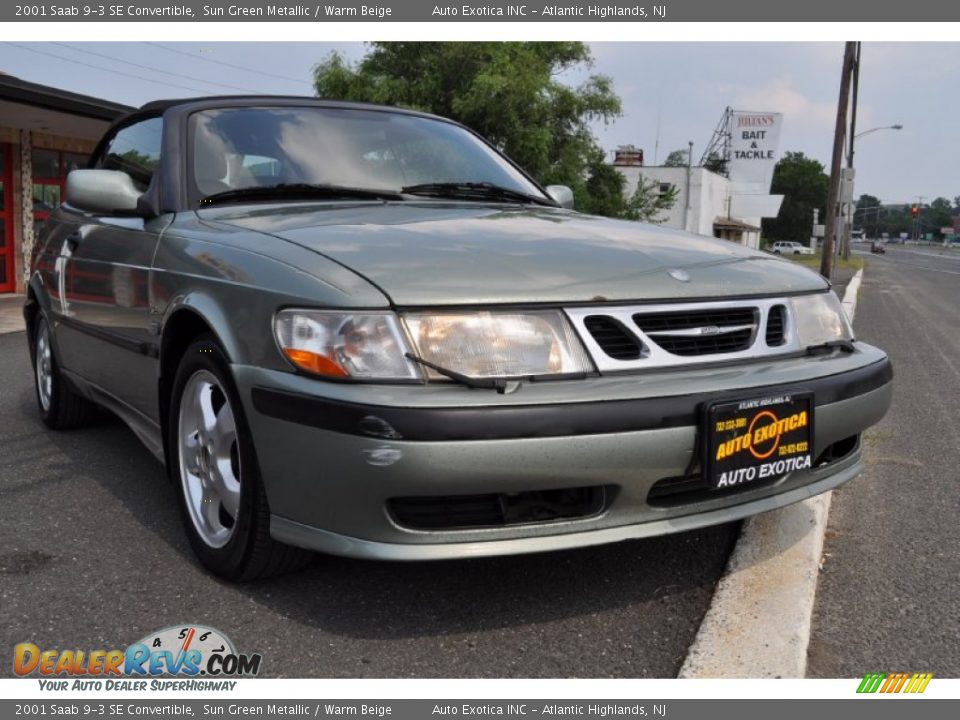 2001 Saab 9-3 SE Convertible Sun Green Metallic / Warm Beige Photo #4