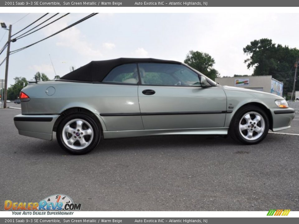 2001 Saab 9-3 SE Convertible Sun Green Metallic / Warm Beige Photo #34