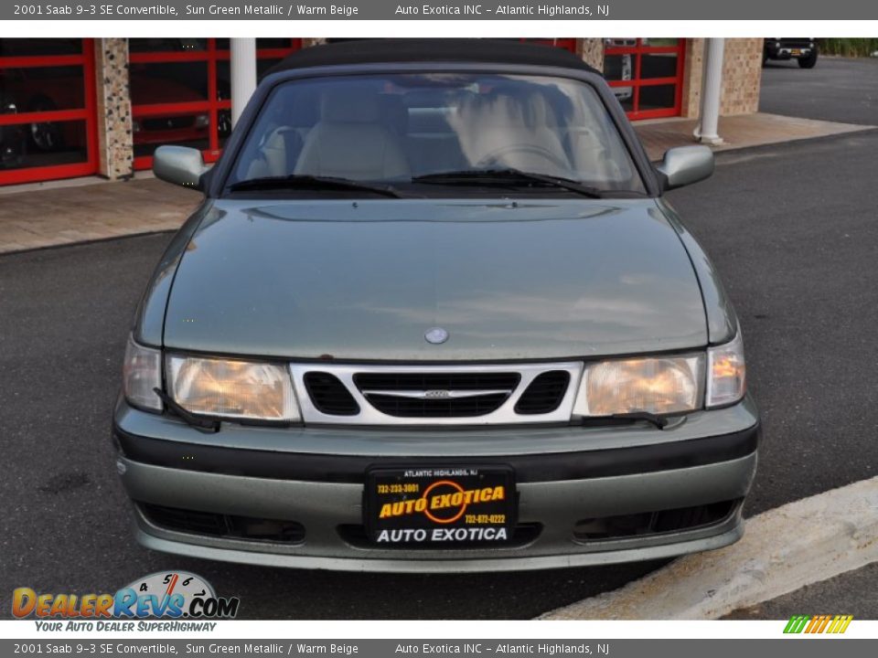 2001 Saab 9-3 SE Convertible Sun Green Metallic / Warm Beige Photo #35