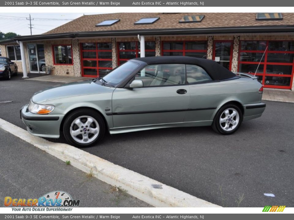 2001 Saab 9-3 SE Convertible Sun Green Metallic / Warm Beige Photo #36