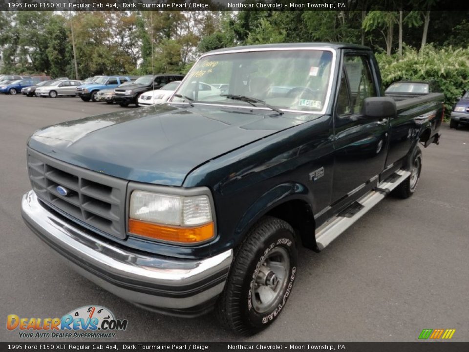 1995 Ford F150 XLT Regular Cab 4x4 Dark Tourmaline Pearl / Beige Photo #3