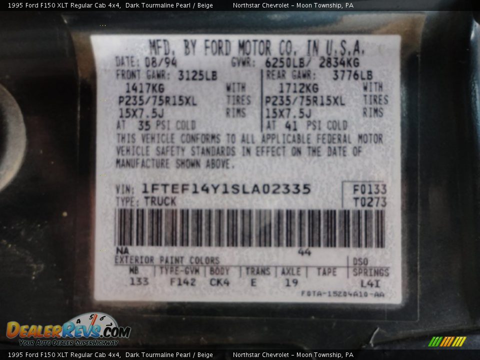 1995 Ford F150 XLT Regular Cab 4x4 Dark Tourmaline Pearl / Beige Photo #15