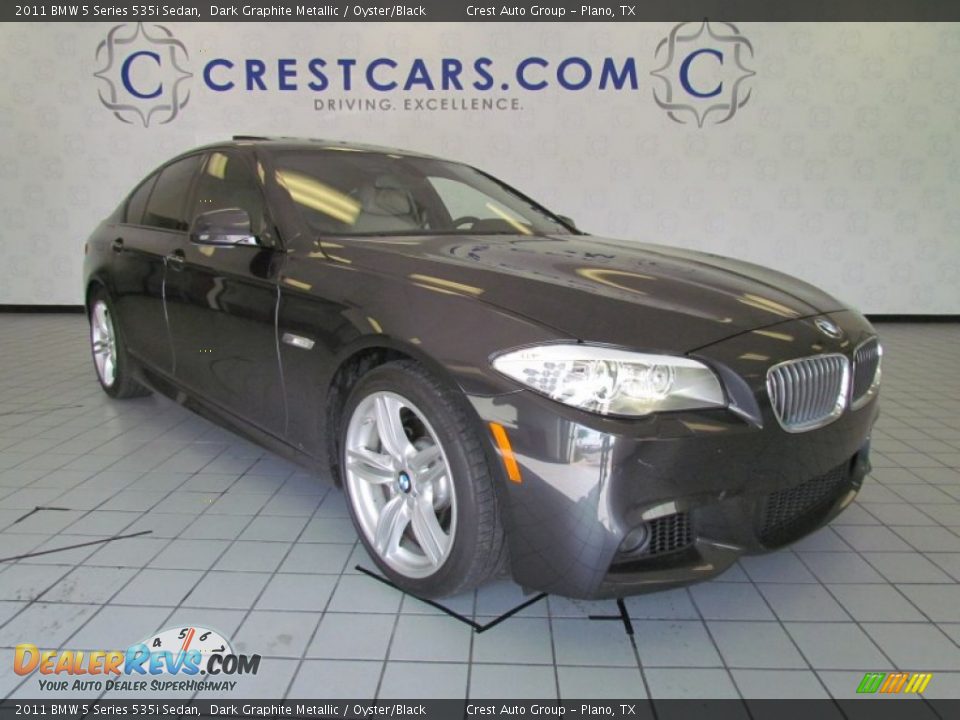 2011 BMW 5 Series 535i Sedan Dark Graphite Metallic / Oyster/Black Photo #1