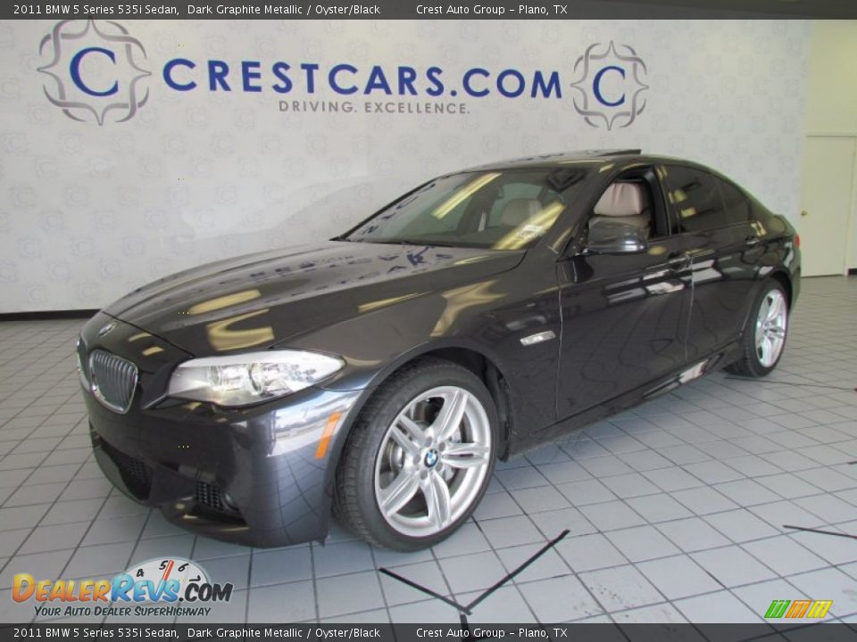 2011 BMW 5 Series 535i Sedan Dark Graphite Metallic / Oyster/Black Photo #3