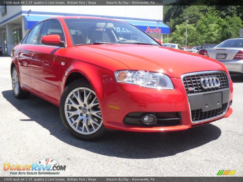 2008 Audi A4 2.0T quattro S-Line Sedan Brilliant Red / Beige Photo #1