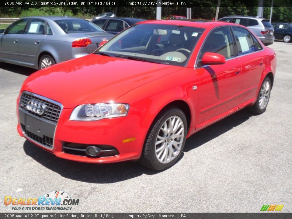 2008 Audi A4 2.0T quattro S-Line Sedan Brilliant Red / Beige Photo #2