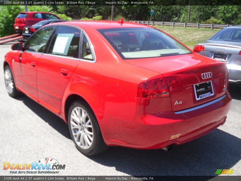 2008 Audi A4 2.0T quattro S-Line Sedan Brilliant Red / Beige Photo #3