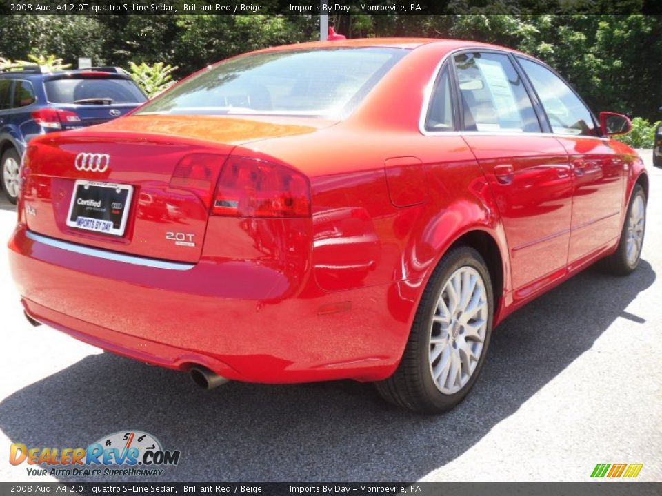 2008 Audi A4 2.0T quattro S-Line Sedan Brilliant Red / Beige Photo #4