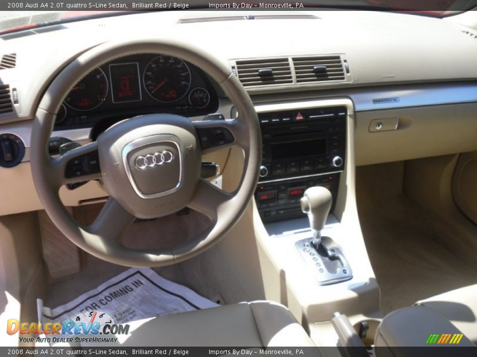 2008 Audi A4 2.0T quattro S-Line Sedan Brilliant Red / Beige Photo #7