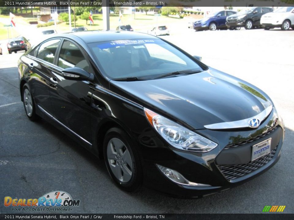 2011 Hyundai Sonata Hybrid Black Onyx Pearl / Gray Photo #4