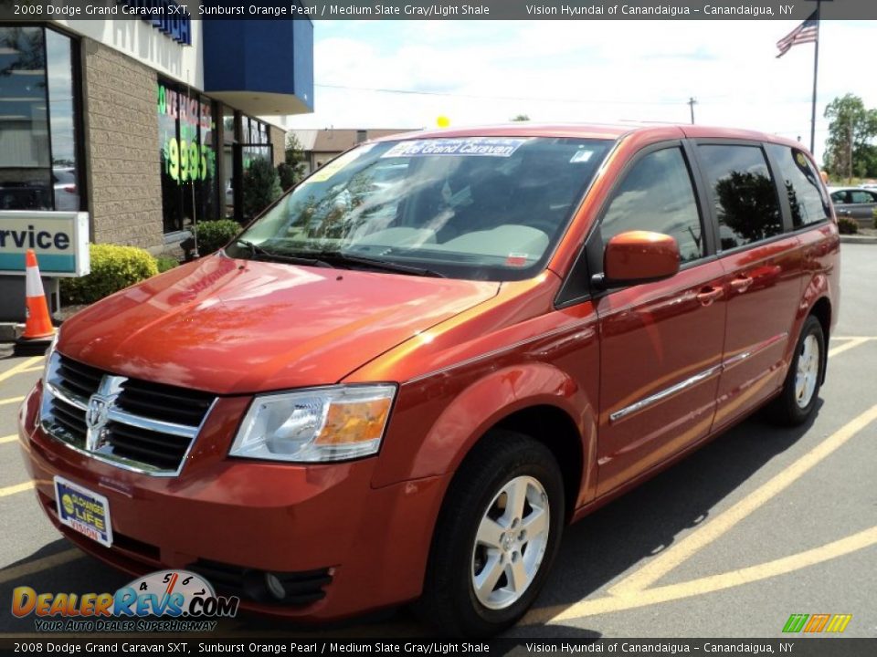 2008 Dodge Grand Caravan SXT Sunburst Orange Pearl / Medium Slate Gray/Light Shale Photo #1