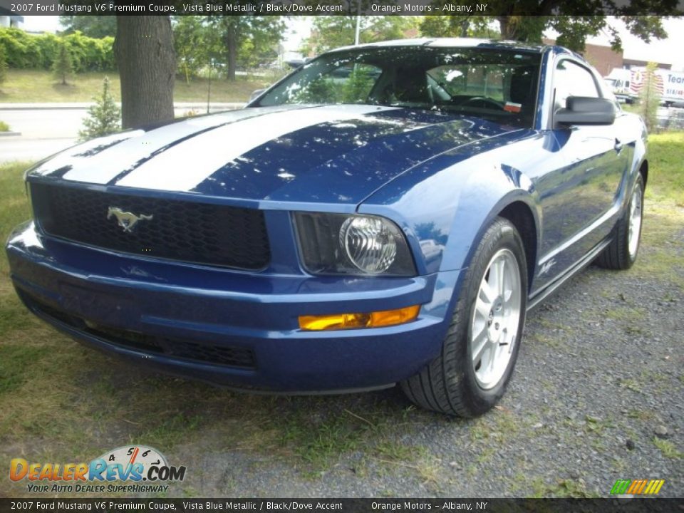 2007 Ford Mustang V6 Premium Coupe Vista Blue Metallic / Black/Dove Accent Photo #1