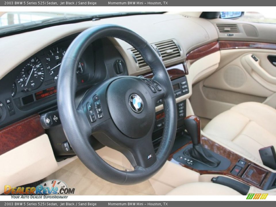 2003 BMW 5 Series 525i Sedan Jet Black / Sand Beige Photo #13