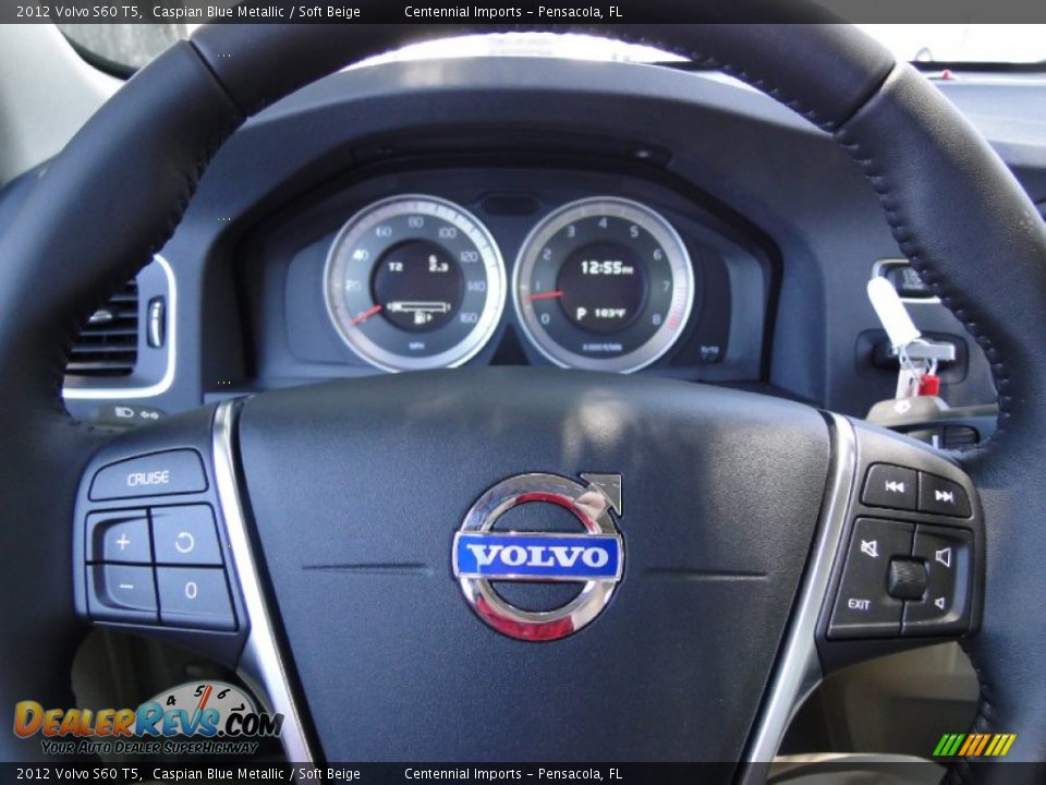 2012 Volvo S60 T5 Caspian Blue Metallic / Soft Beige Photo #17