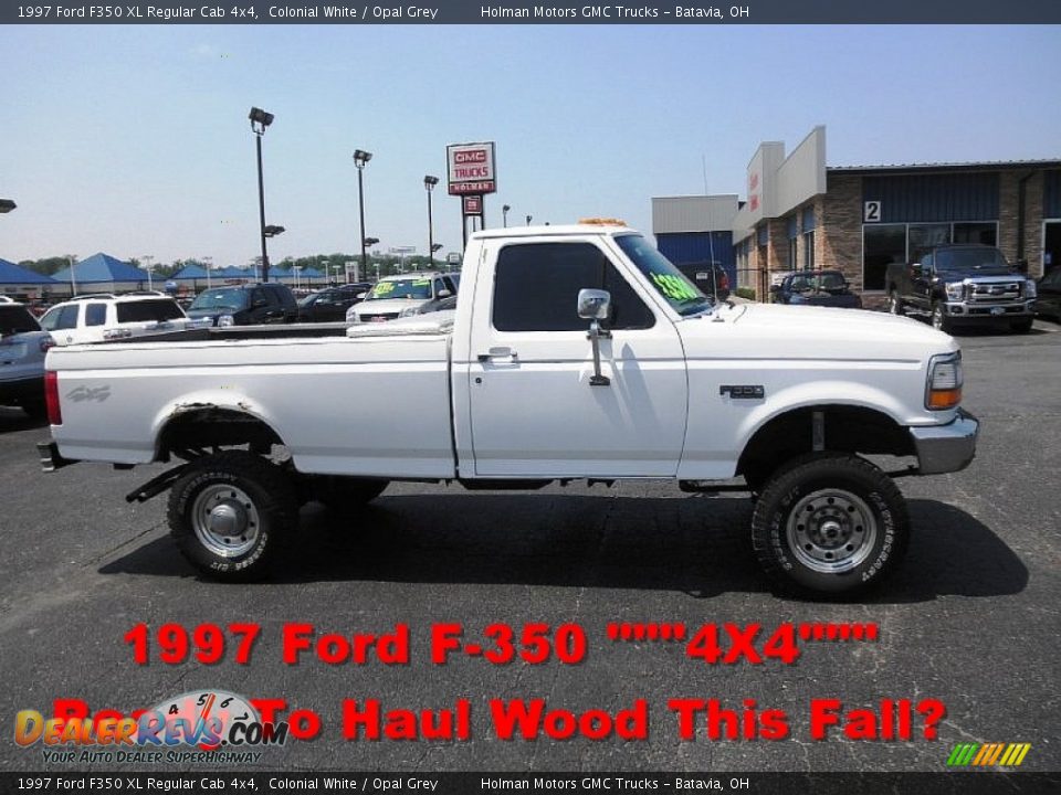 1997 Ford F350 XL Regular Cab 4x4 Colonial White / Opal Grey Photo #1