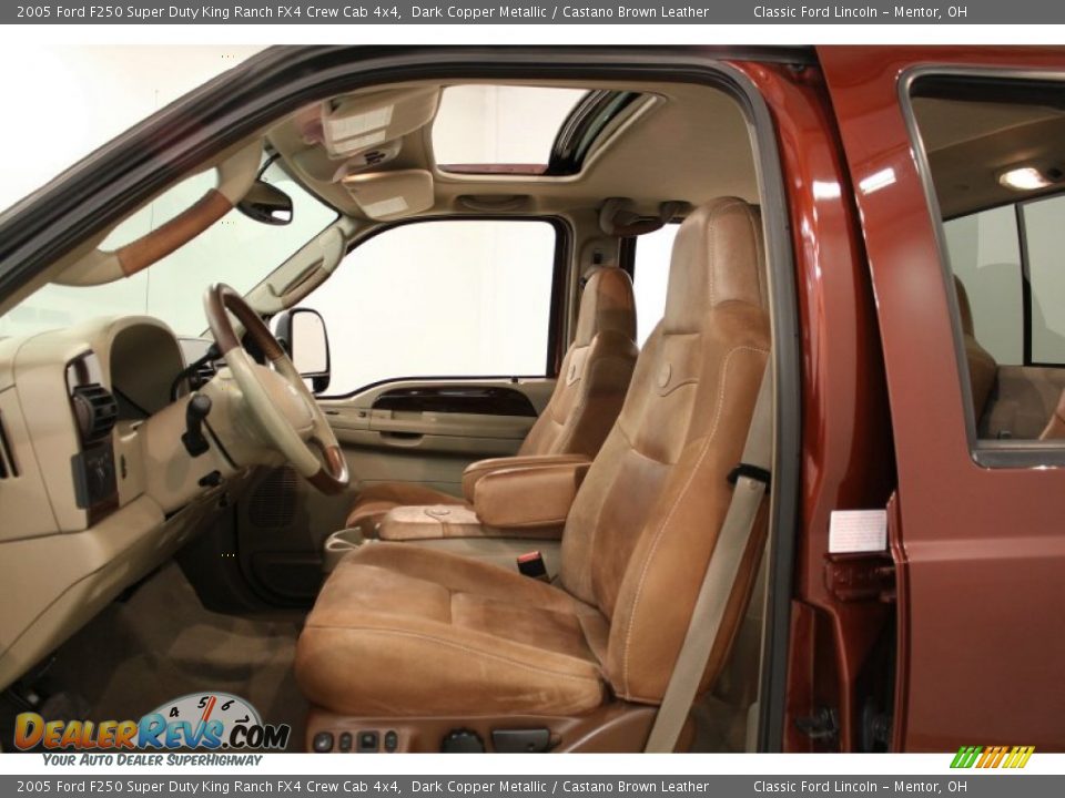 Castano Brown Leather Interior - 2005 Ford F250 Super Duty King Ranch FX4 Crew Cab 4x4 Photo #9