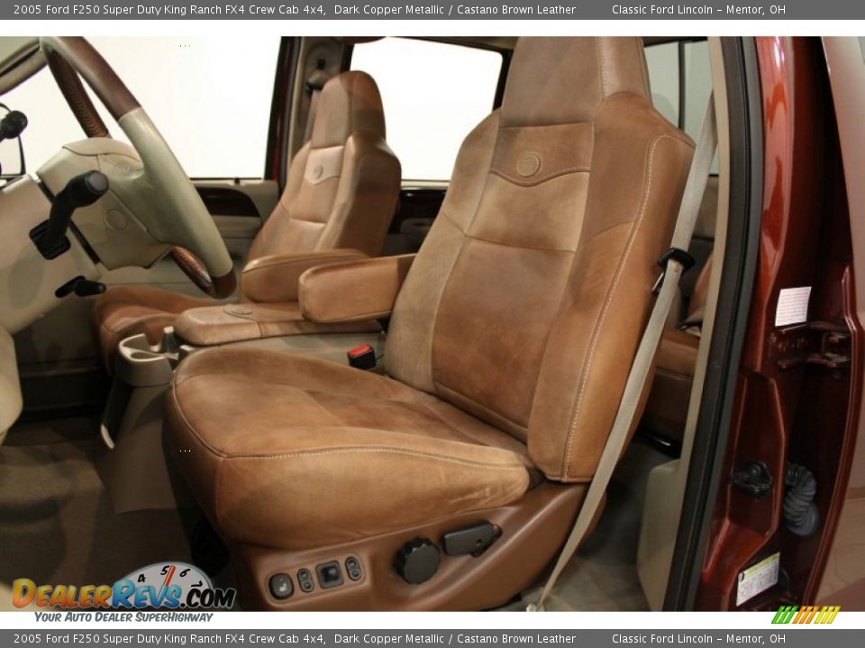 Castano Brown Leather Interior - 2005 Ford F250 Super Duty King Ranch FX4 Crew Cab 4x4 Photo #10