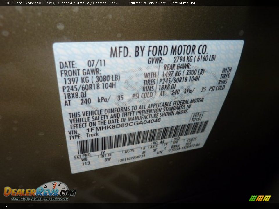 Ford Color Code JY Ginger Ale Metallic