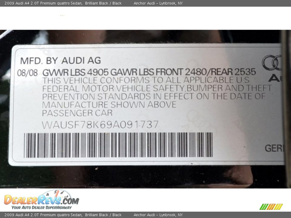 2009 Audi A4 2.0T Premium quattro Sedan Brilliant Black / Black Photo #16