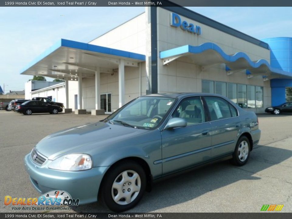 1999 Honda Civic EX Sedan Iced Teal Pearl / Gray Photo #1