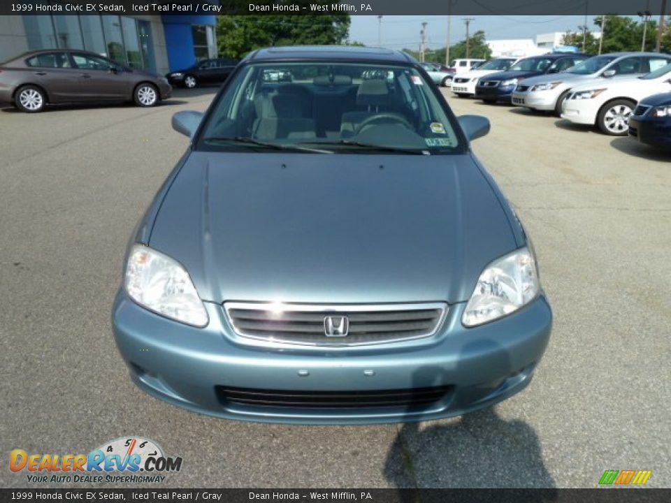 1999 Honda Civic EX Sedan Iced Teal Pearl / Gray Photo #8