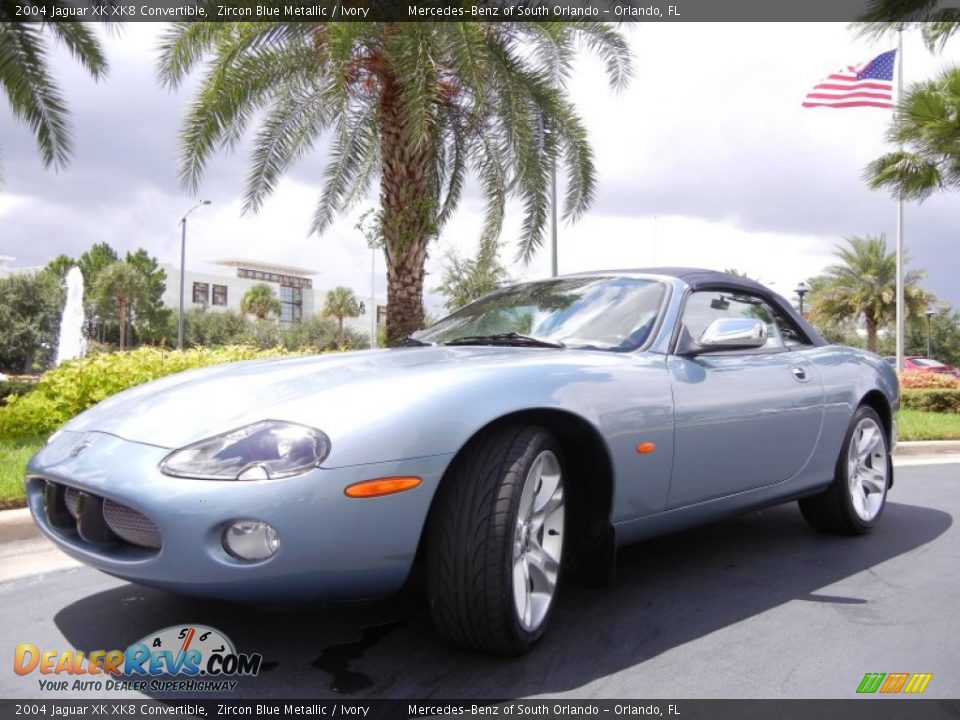 Zircon Blue Metallic 2004 Jaguar XK XK8 Convertible Photo #2