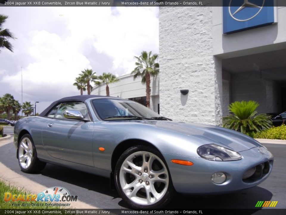 2004 Jaguar XK XK8 Convertible Zircon Blue Metallic / Ivory Photo #4