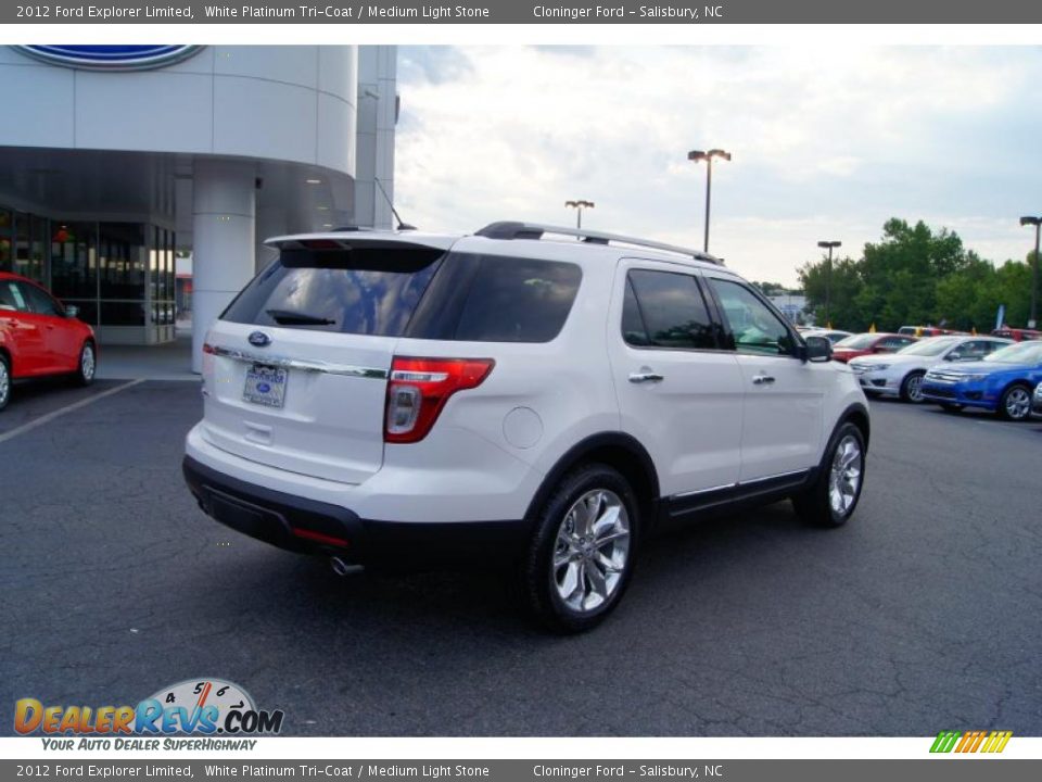 2012 Ford Explorer Limited White Platinum Tri-Coat / Medium Light Stone Photo #3
