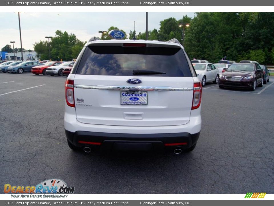 2012 Ford Explorer Limited White Platinum Tri-Coat / Medium Light Stone Photo #4