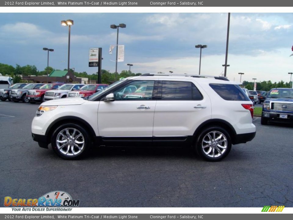 2012 Ford Explorer Limited White Platinum Tri-Coat / Medium Light Stone Photo #5