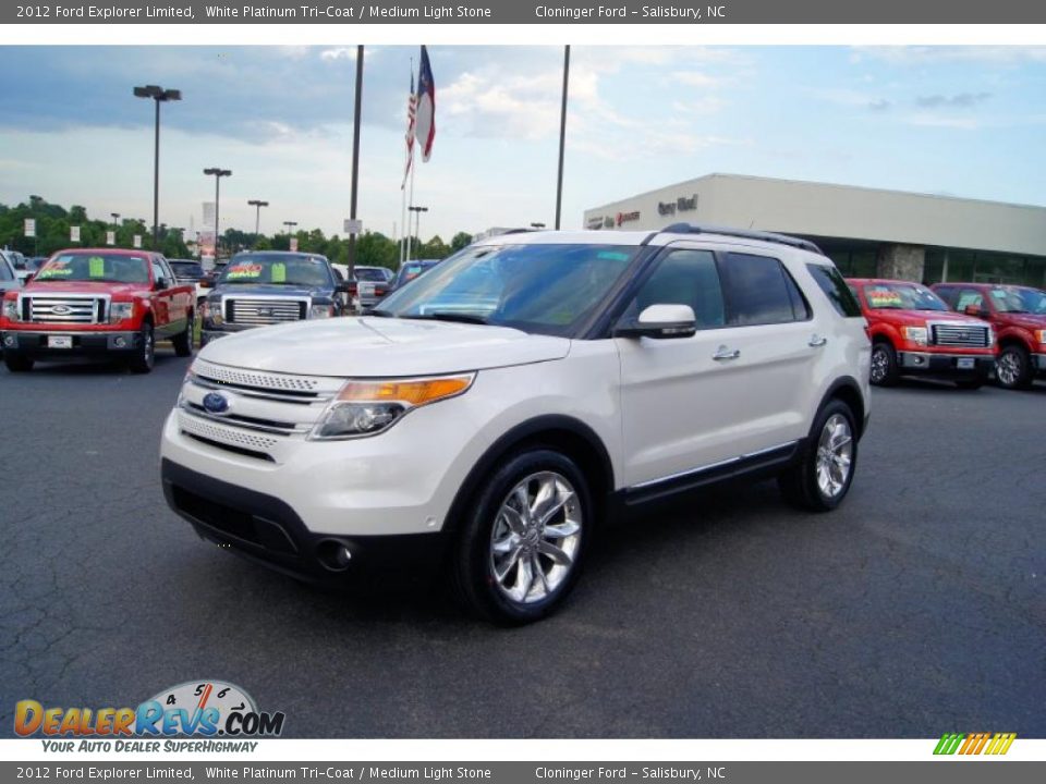 2012 Ford Explorer Limited White Platinum Tri-Coat / Medium Light Stone Photo #6