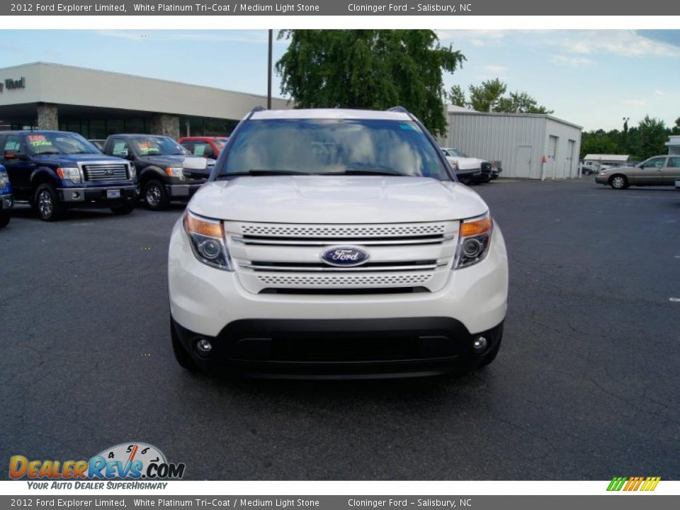 2012 Ford Explorer Limited White Platinum Tri-Coat / Medium Light Stone Photo #7