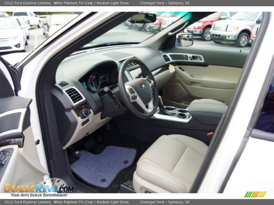 2012 Ford Explorer Limited White Platinum Tri-Coat / Medium Light Stone Photo #28