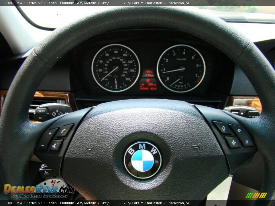 2008 BMW 5 Series 528i Sedan Platinum Grey Metallic / Grey Photo #25