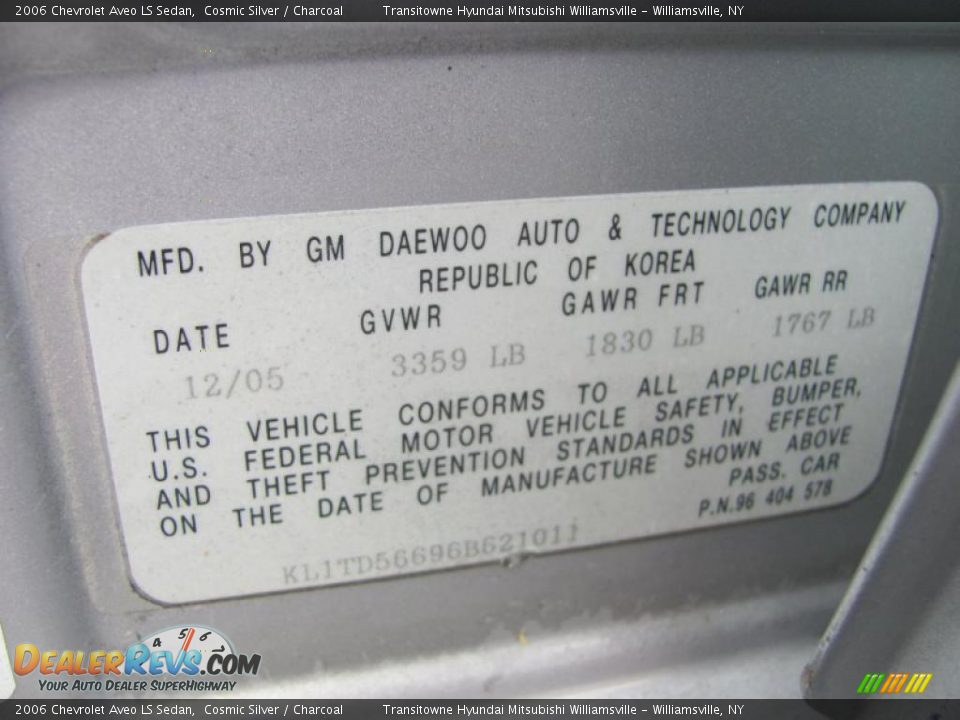 2006 Chevrolet Aveo LS Sedan Cosmic Silver / Charcoal Photo #19