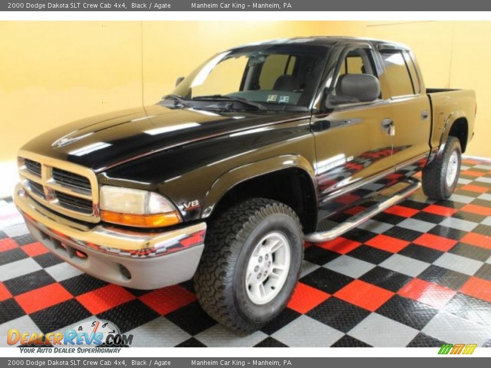 2000 Dodge Dakota SLT Crew Cab 4x4 Black / Agate Photo #2