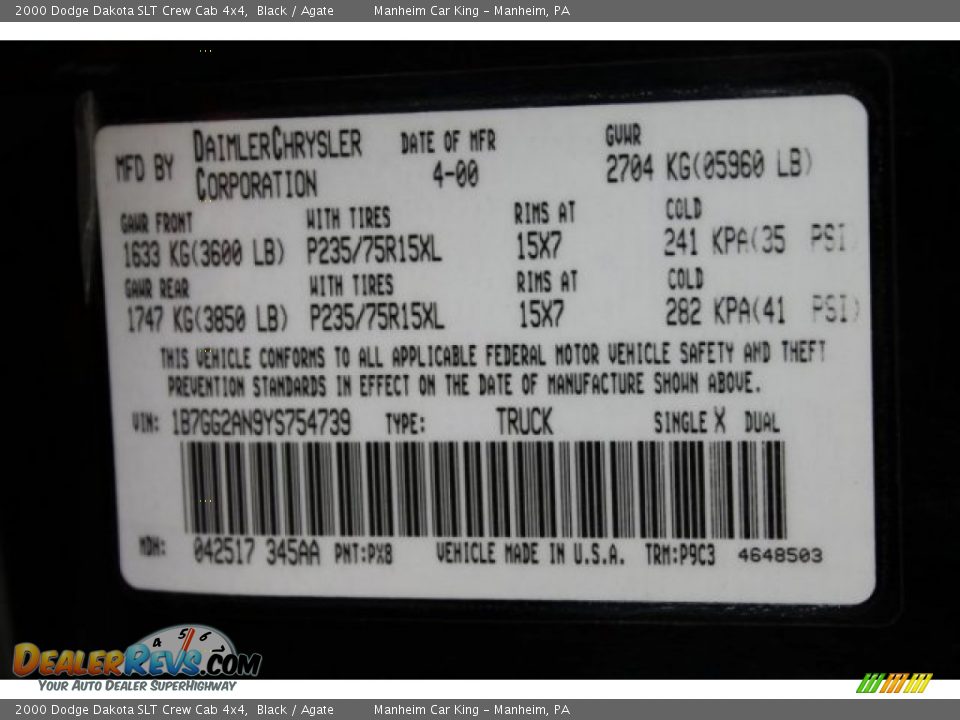 2000 Dodge Dakota SLT Crew Cab 4x4 Black / Agate Photo #8