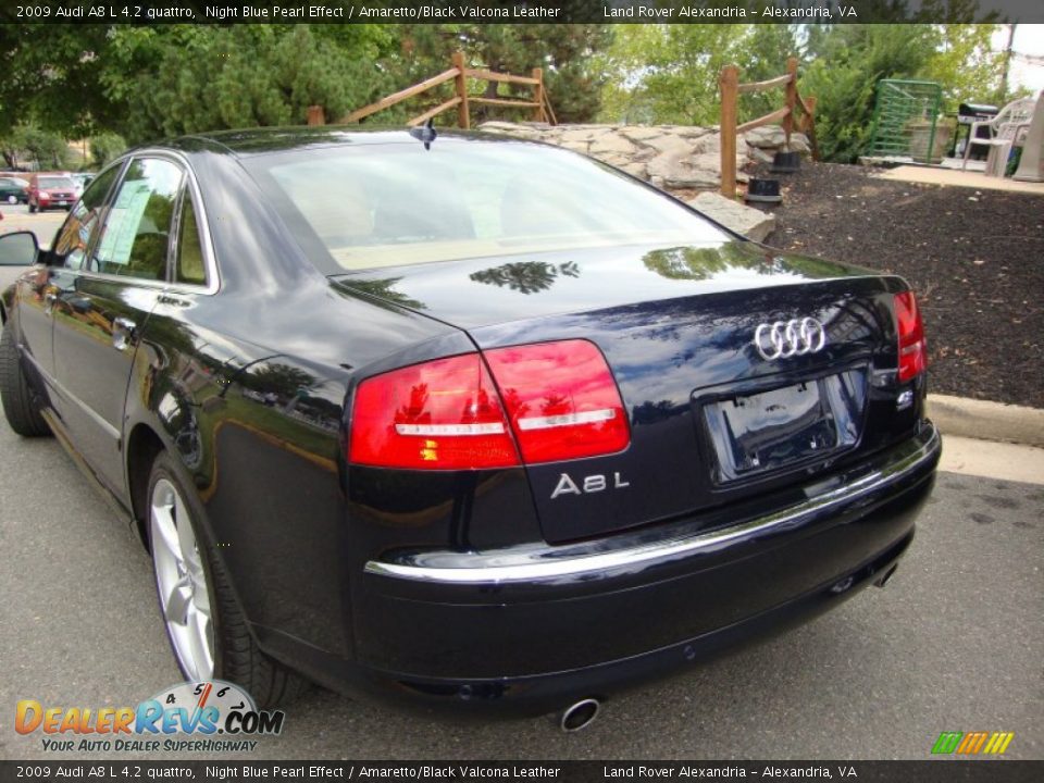 2009 Audi A8 L 4.2 quattro Night Blue Pearl Effect / Amaretto/Black Valcona Leather Photo #4