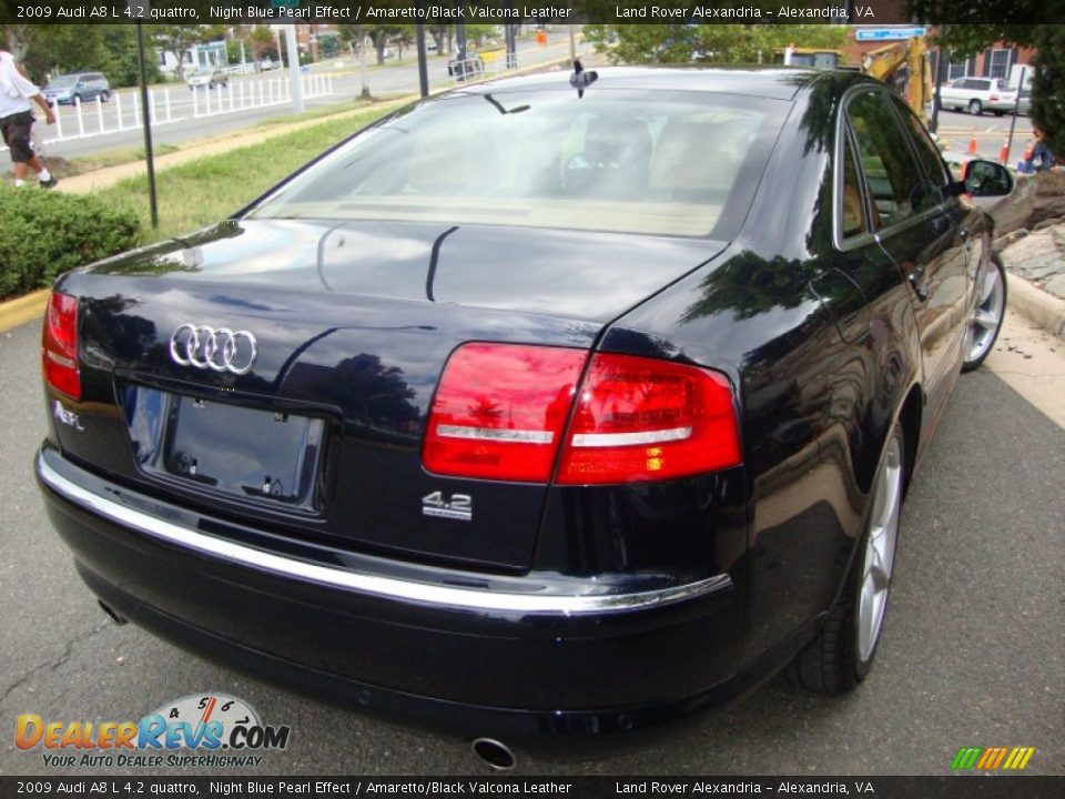 2009 Audi A8 L 4.2 quattro Night Blue Pearl Effect / Amaretto/Black Valcona Leather Photo #6