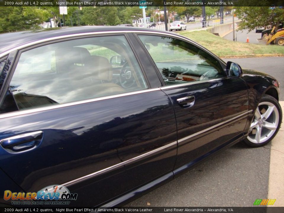 2009 Audi A8 L 4.2 quattro Night Blue Pearl Effect / Amaretto/Black Valcona Leather Photo #7